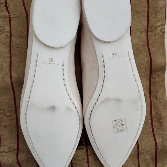 Uma Wang NWT Pointed Ballet Flats Off White Calf Leather Crisscross Pointed Toe - Picture 7 of 11